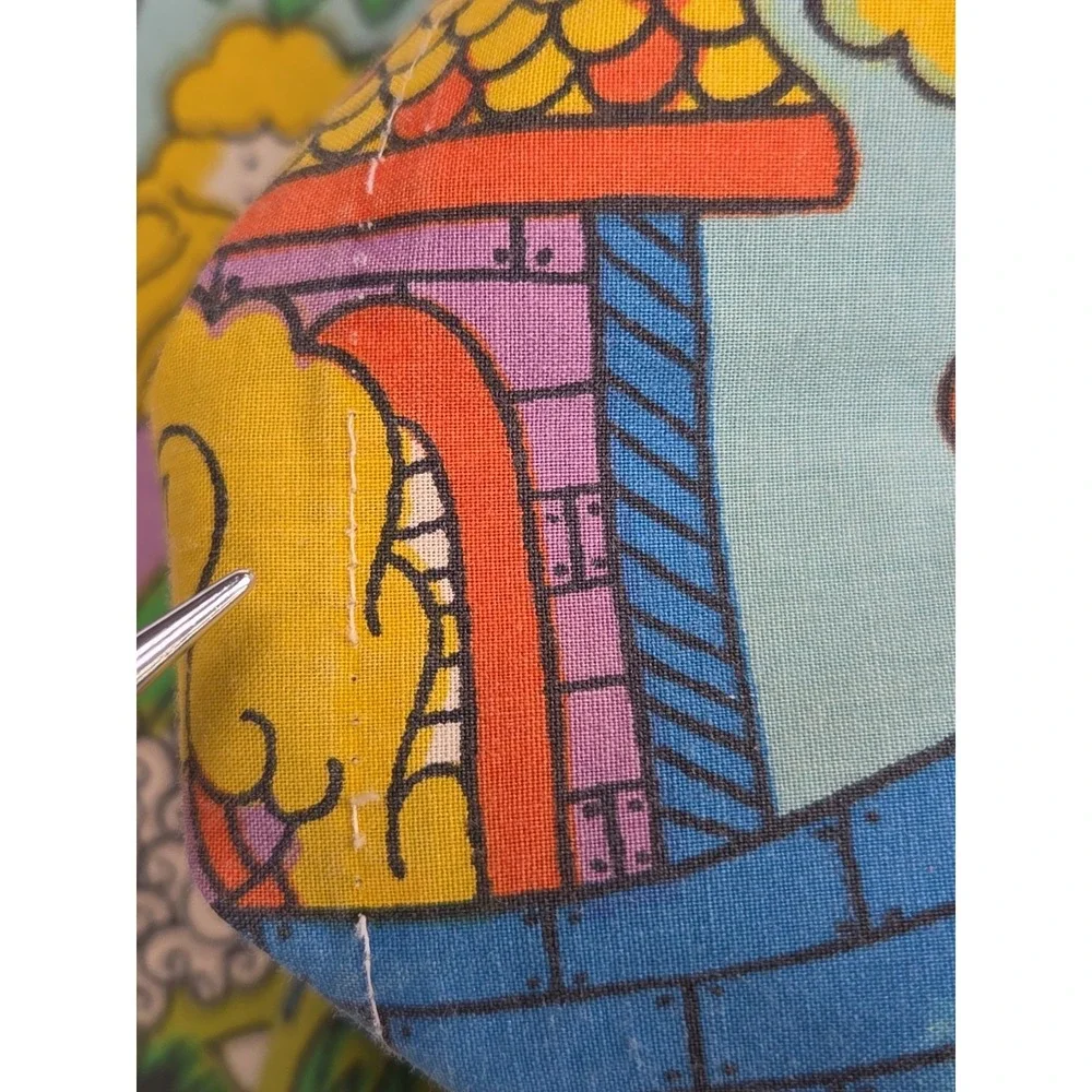 Vintage‎ 1970s Sears Noah's Ark Psychedelic Mod Colorful Retro Pillow Case STD